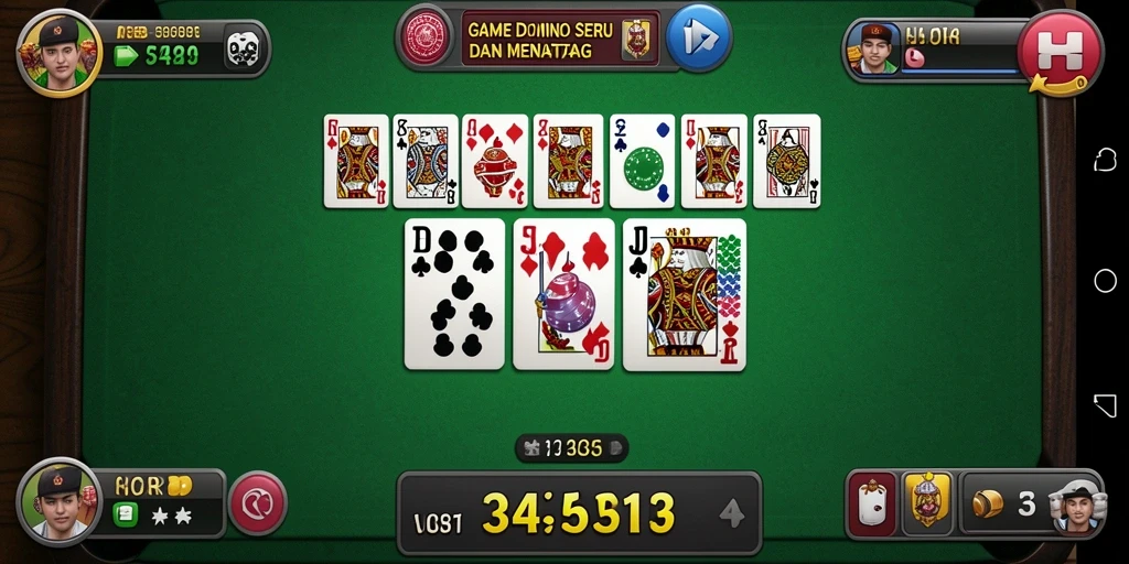 Tangkapan layar gameplay 34R yang menunjukkan serunya permainan Domino.
