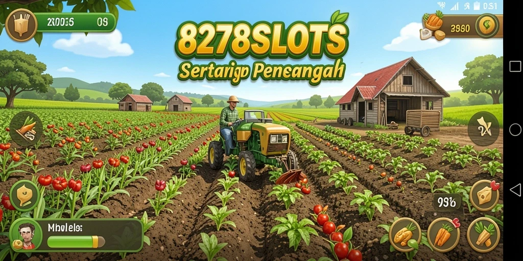 Tampilan screenshot gameplay 8278SLOTS yang menampilkan ladang hijau subur.