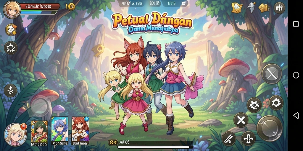 Tampilan gameplay seru dalam dunia anime yang penuh petualangan.