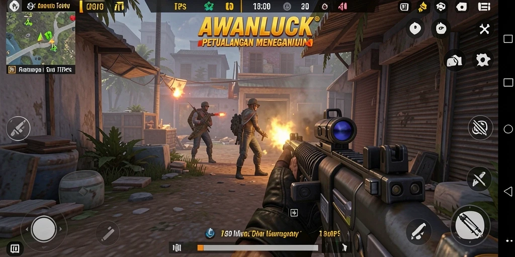 Tangkapan layar gameplay <strong>AWANLUCK</strong> menampilkan aksi mendebarkan dari pertempuran TPS.