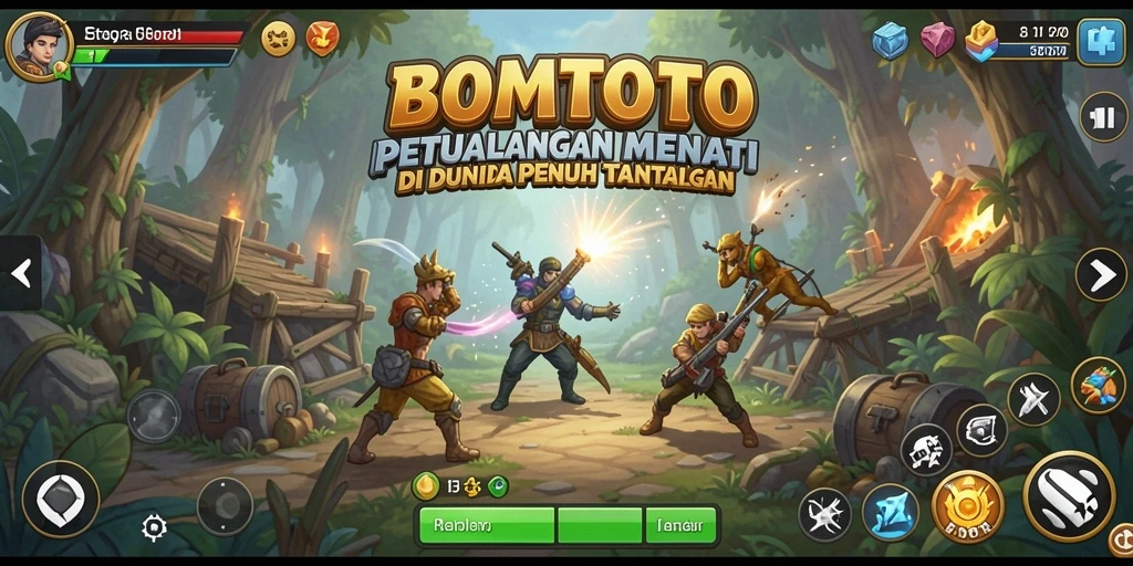 Gameplay BOMTOTO menampilkan petualangan penuh warna dan tantangan yang mendebarkan.