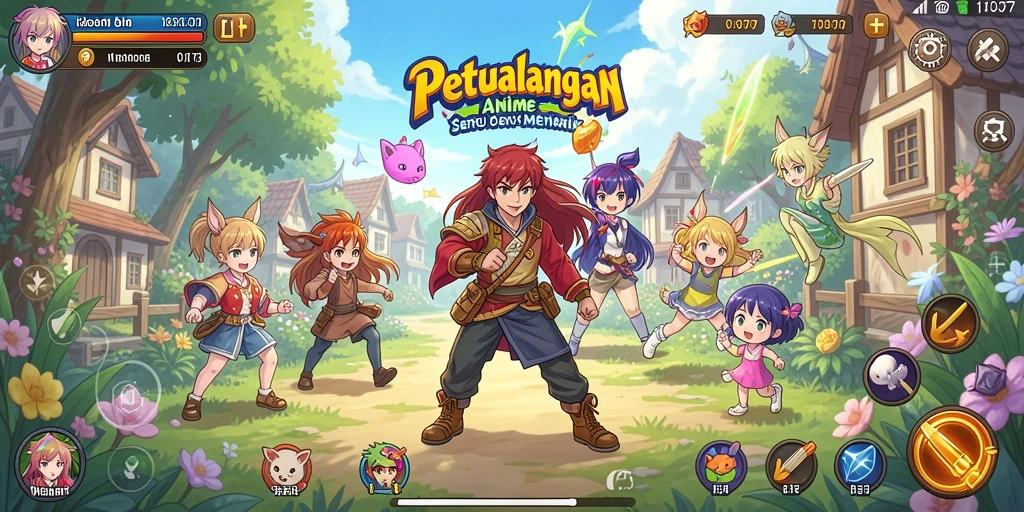 Tangkapan layar gameplay C0077 yang menunjukkan pertarungan karakter anime.
