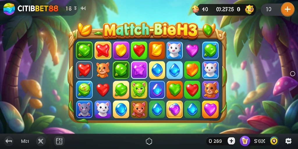 Screenshot gameplay CITIBET88 menampilkan keseruan permainan Match-3.