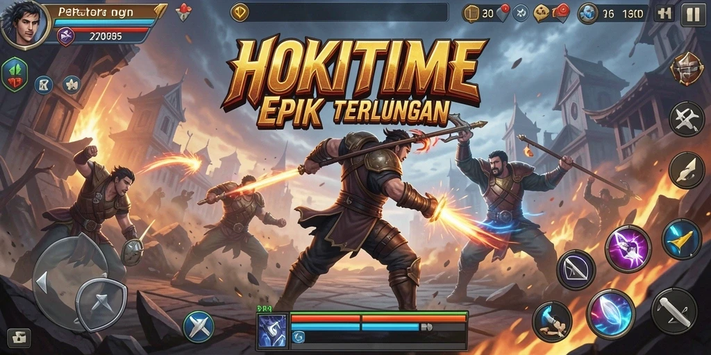 Tampilan gameplay HOKITIME dengan aksi pergulatan yang mendebarkan.