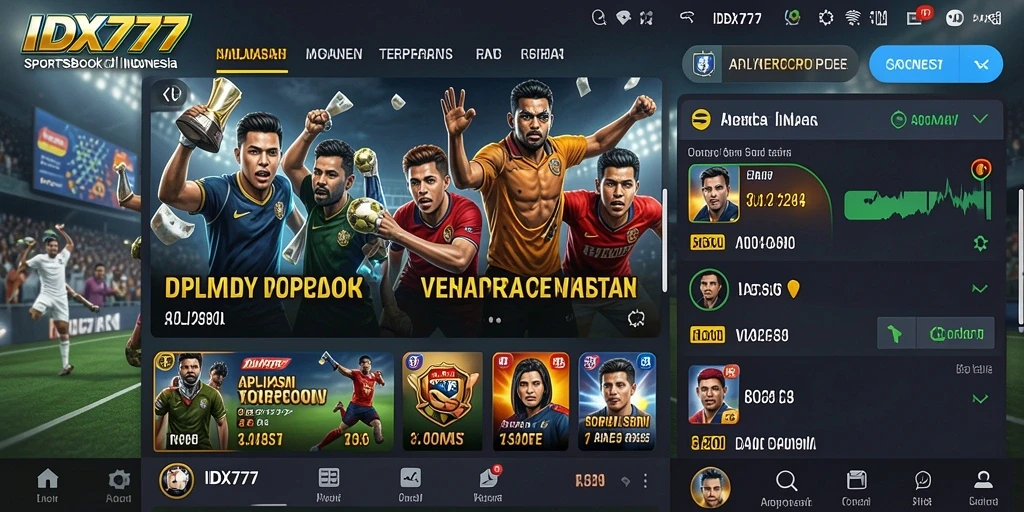 Tampilan utama aplikasi IDX777 saat melakukan taruhan olahraga.