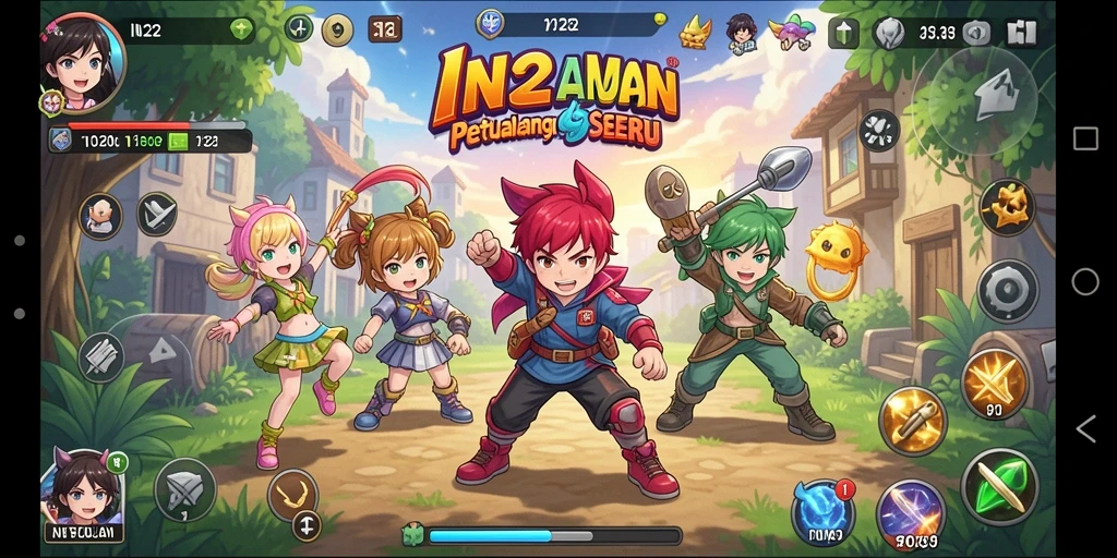 Tampilan gameplay IN22 yang penuh warna dan aksi seru.