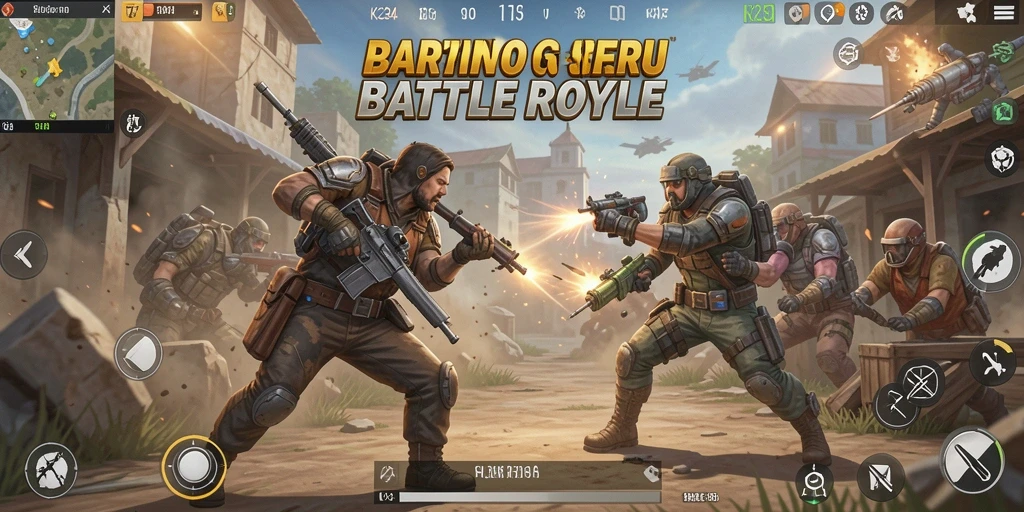 Screenshot K234 menampilkan intensitas pertarungan Battle Royale yang mendebarkan.