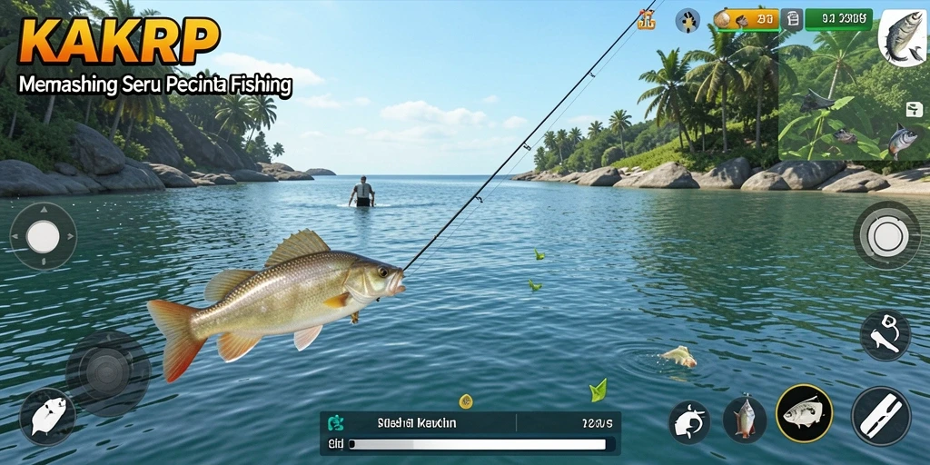 Screenshot KAKRP menampilkan gameplay memancing yang mendebarkan.