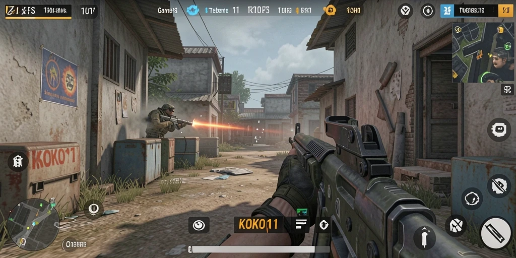 Tangkapan layar menampilkan aksi intens dalam gameplay KOKO11.