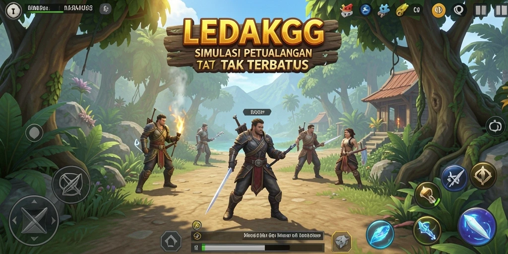 Tampilan gameplay mendalam di dunia <strong>LEDAKGG</strong> yang imersif.