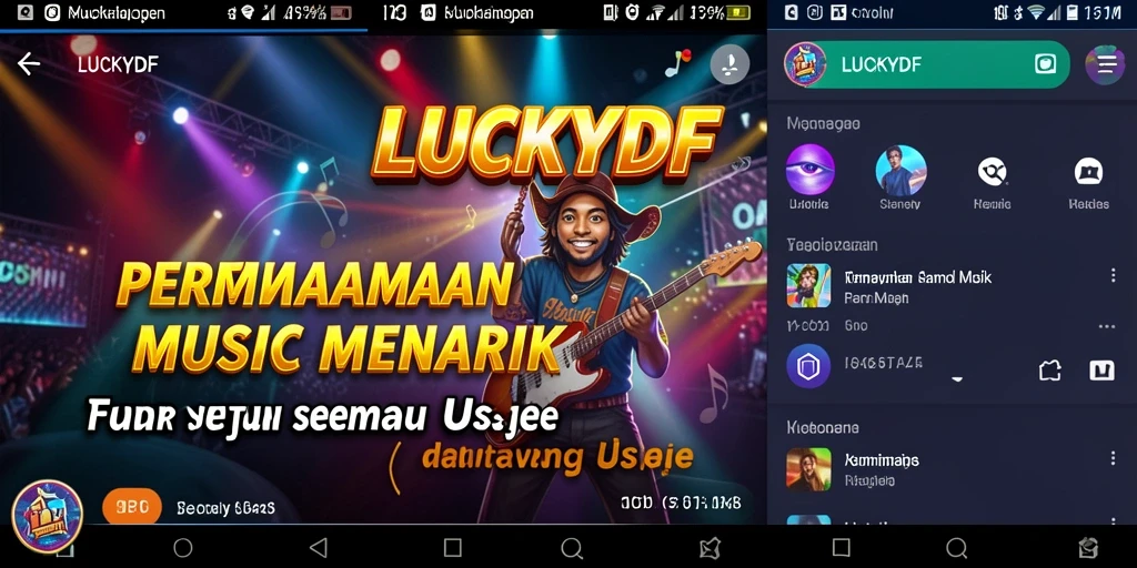 Tangkapan layar dari gameplay LUCKYDF yang penuh warna dan interaktif.