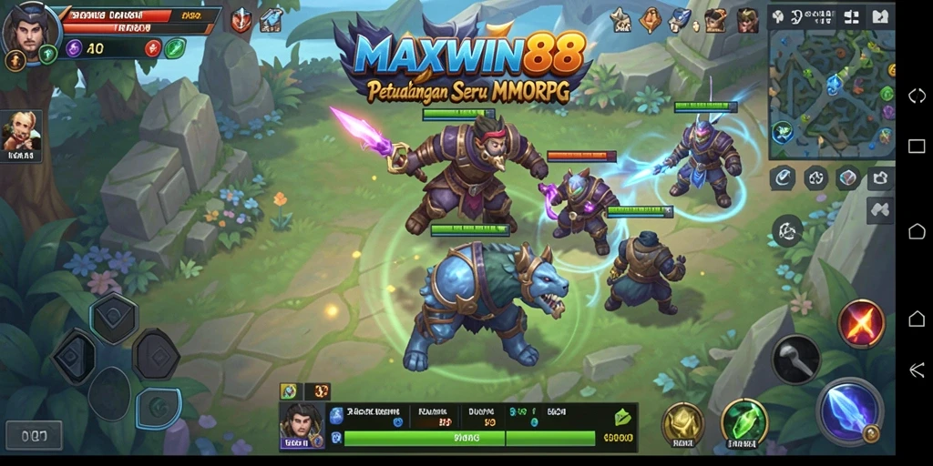 Tampilan screenshot gameplay <strong>MAXWIN88</strong> yang menampilkan pertarungan seru dalam dunia MMORPG.