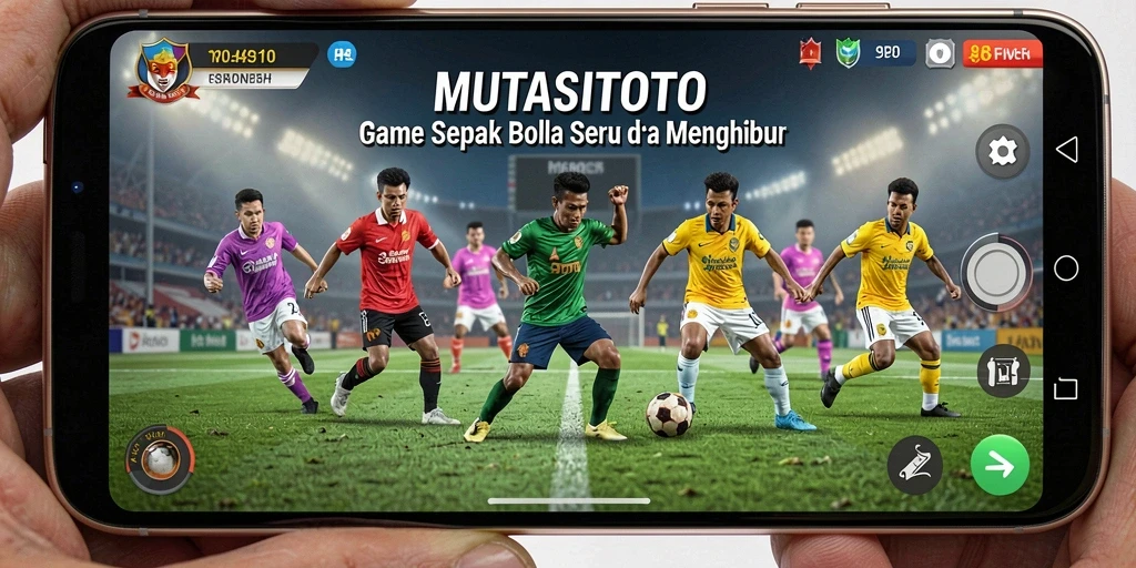 Tampilan gameplay MUTASITOTO dengan aksi sepak bola yang seru.