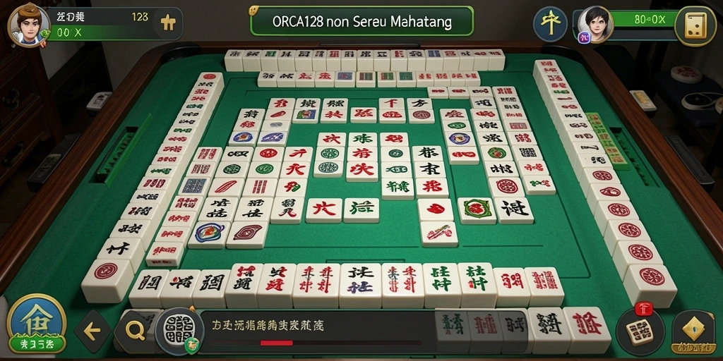 Tampilan gameplay ORCA128 saat bermain Mahjong klasik.