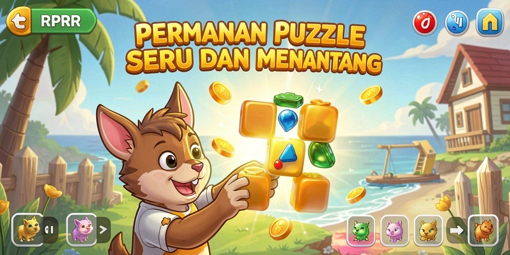 Screenshot RPRR menampilkan gameplay puzzle yang menarik dan interaktif.