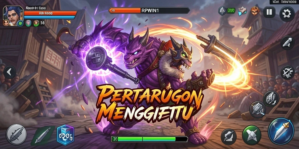 Screenshot menampilkan aksi pertarungan seru dalam RPWIN1.
