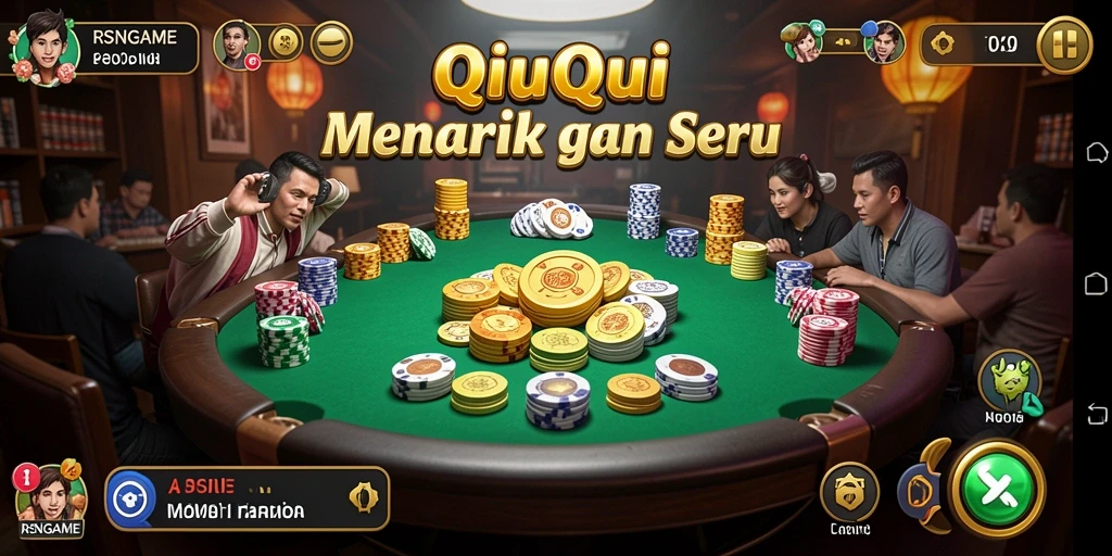 Gameplay RSNGAME menunjukkan aksi QiuQiu yang seru dan kompetitif.