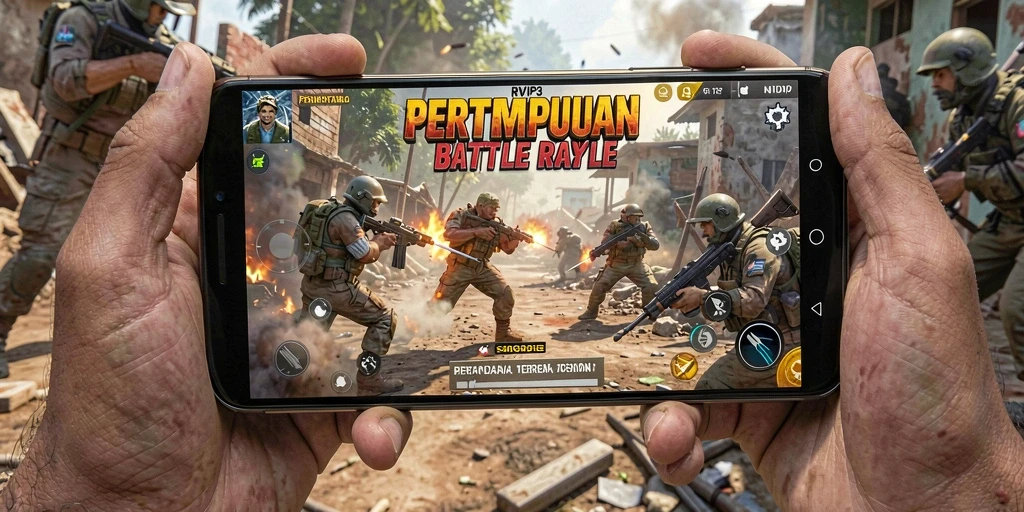 Tangkapan layar menampilkan aksi seru dalam permainan Battle Royale RVIP3.