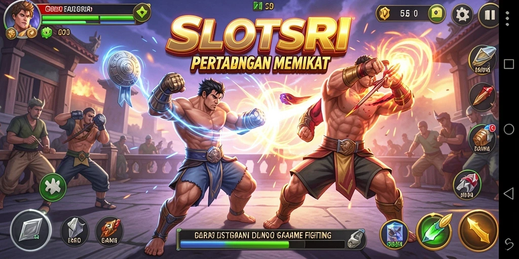 Screenshot gameplay SLOTSRI menampilkan aksi pertarungan yang mendebarkan.