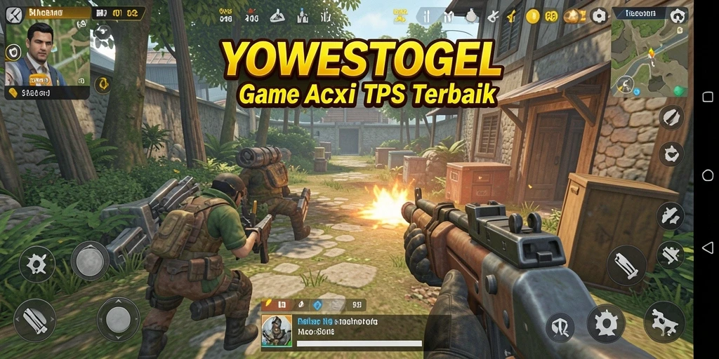 Screenshot YOWESTOGEL menunjukkan aksi tembak-menembak yang seru.